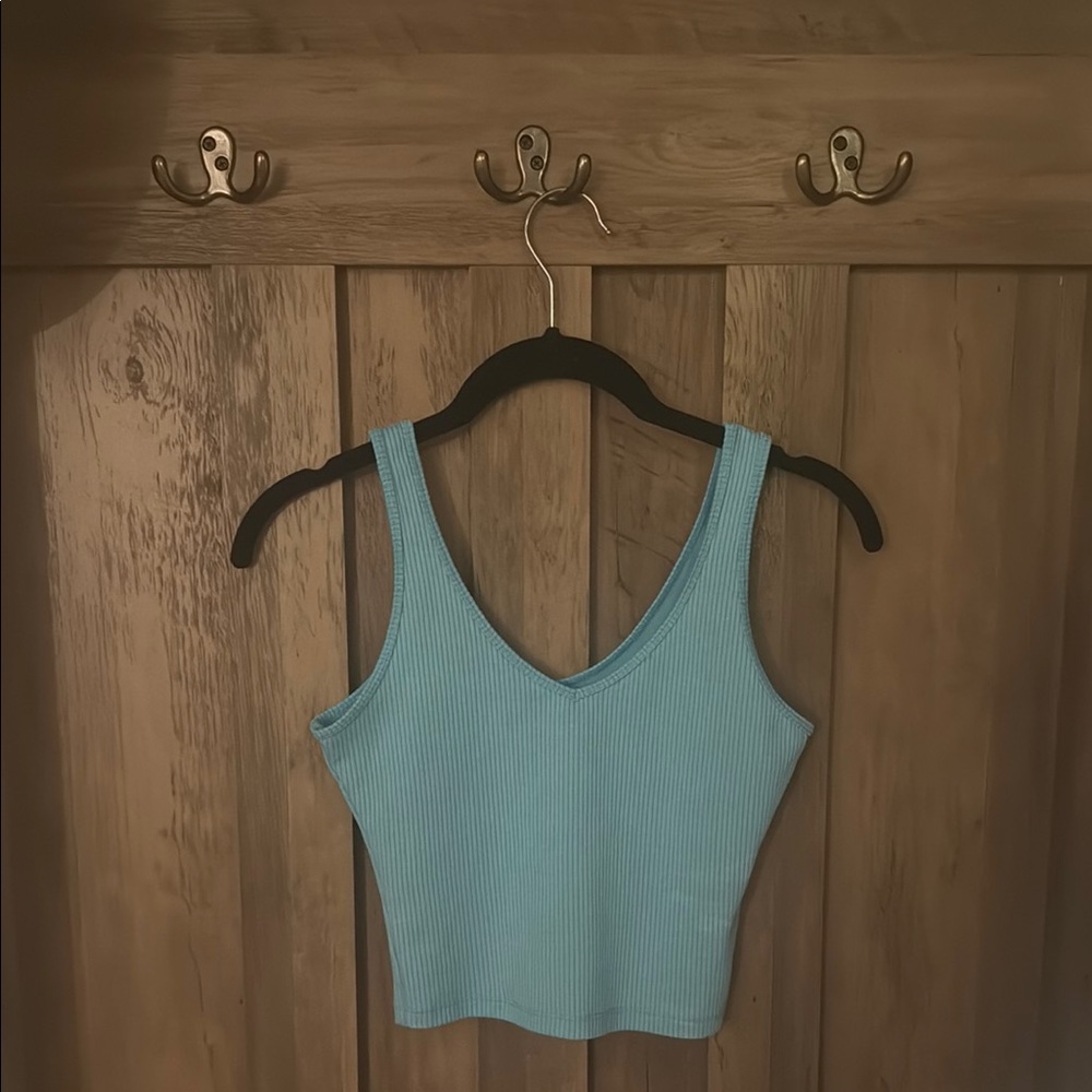 Hollister Teal Fitted Crop Tank Top